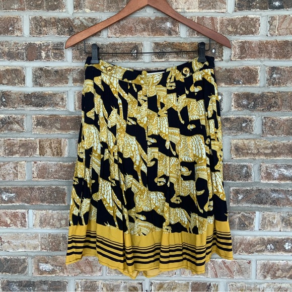 Anthro Maeve Jade A-Line Skirt Navy Gold - Picture 2 of 7